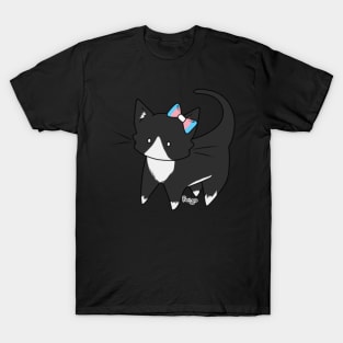 Trans Pride Tuxedo Kitty Ear Bow T-Shirt